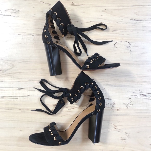 NIB Chloe Miles 38.5/ 8.5 Black Suede Ankle-Tie Lace up Sandals - Picture 5 of 10